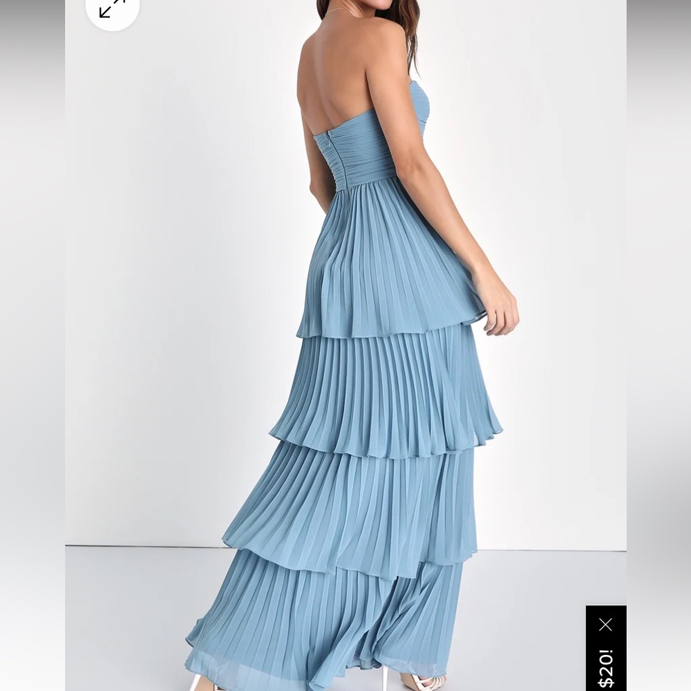 Lulus Seriously Sensational Light Blue Strapless Tiered Maxi Dress - Picture 3 of 5